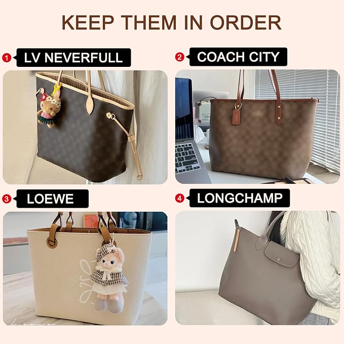 Doxo Purse Organizer Insert, Tote Bag Insert for LV Neverfull PM, C.oach City 30 and More, Ultra Lightweight Bag Organizer Insert with Zipper (Medium,Black-beige) - Image 6
