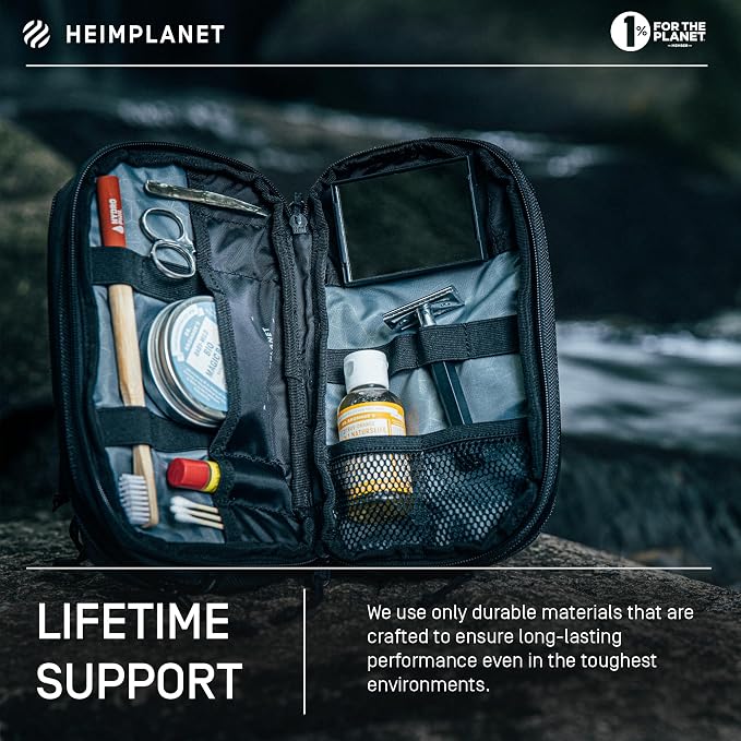 HEIMPLANET Original | HPT Carry Essentials - DOPP KIT | Hanging or standing travel toiletry bag | PVC-Free wash bag made from waterproof Dyecoshell |Supports 1% for The Planet (Better Half) - Image 7