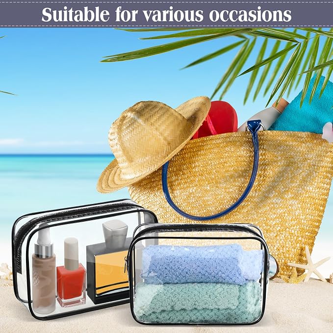 Sanwuta 100 Pcs Clear Makeup Bags Bulk Toiletry Bag for Travel Transparent Cosmetic Bag PVC Waterproof Travel Small Pouches with Zipper for Men and Women (Black) - Image 7