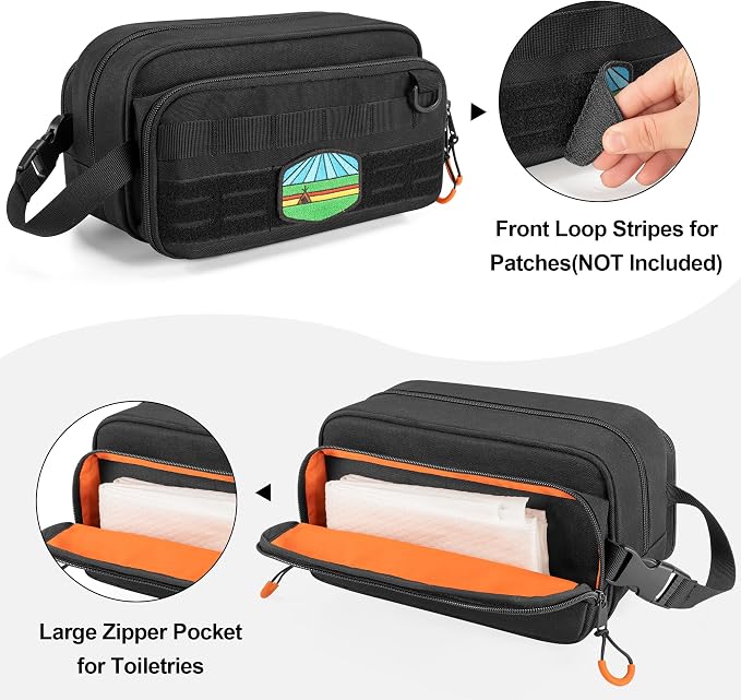 Tactical Toiletry Travel Bag for Men, Dopp Kit Shaving Organizer Case for Toiletries, Shower and Grooming Care Accessories - Image 9