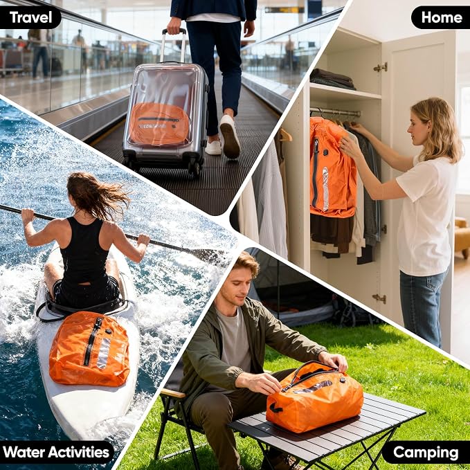 Vacuum Travel Bags With 5500Pa Wired Pump, Vacuum Luggage Bags for Clothes, Compression Bags for Travel, IP68 Waterproof Space Saver Packing Cubes for Suitcase, Backpack & Home Storage (2 Pack + Pump) - Image 7