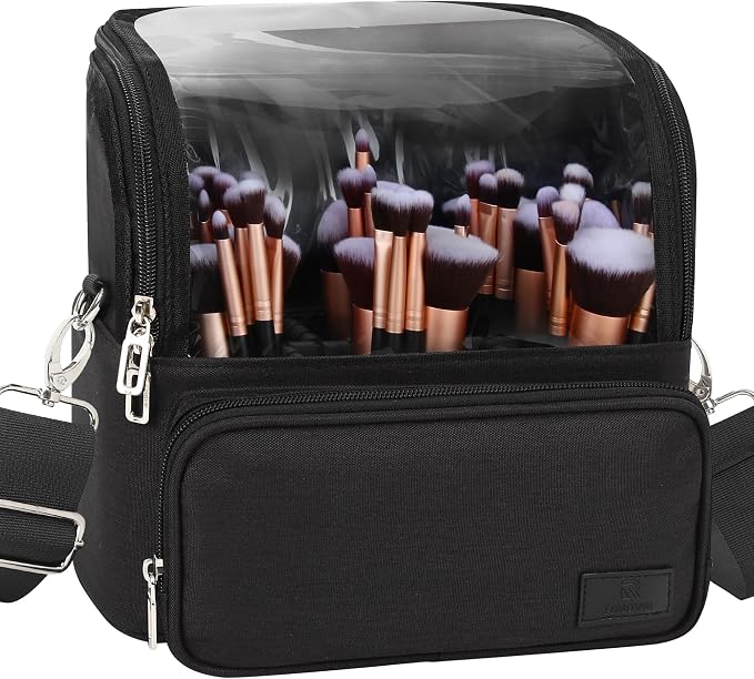 TANTO Makeup Brush Bag, Makeup Brush Holder Travel Extra Large Make up Brush Organizer Case Stand-up Makeup Cup Foldable Pro Cosmetic Artist Storage Bags with Adjustable Divide (01A-Black,X Large) - Image 8