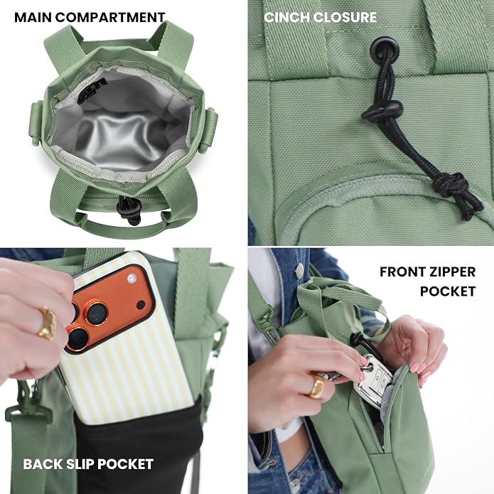 Sherpani Izzie, Water Bottle Crossbody, 32oz Bottle Carrier Bag | Bottle Holder Sling with Phone Pocket, Cross Body Drink Carrier Men Women, RFID Protection for Hiking Camping, Travel Gift - Image 7
