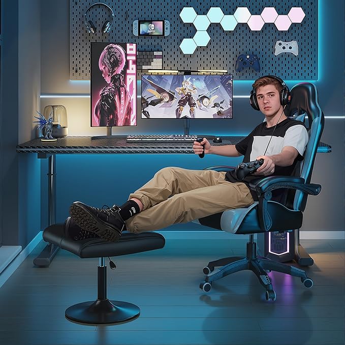 VECELO Foot Rest Under Desk Ottoman, PU Height Adjustable Footrest with Comfort Padding, Leg Rest for Desk for Relieving Leg Pain, Stiffness, and etc, Black - Image 6