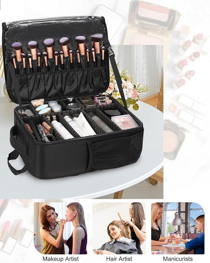 Relavel Makeup Backpack - Extra Large Train Case with 4 Pack Clear Bags, Professional Makeup Artist Kit Set Bag - Image 8
