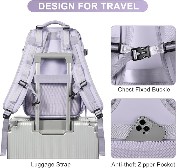 coofay Travel Backpack Carry on Flight Approved Mochila De Viaje Personal Item Travel Bag Large Backpack for Travel Backpacks for Men Women Carry on Backpack for Airplanes 18x14x8 Inches Travel Bag - Image 7