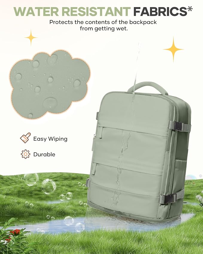 coofay Large Travel Backpack For Women Men Airline Approved Carry On Backpack Flight Approved Waterproof Sports Luggage Backpack Casual Daypack Small Hiking Backpacks Grey Green - Image 9