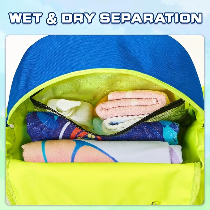 WAWSAM Kids Swim Bag for Swimmers, Beach Gym Bag with Wet Dry Shoes Compartments - Image 9