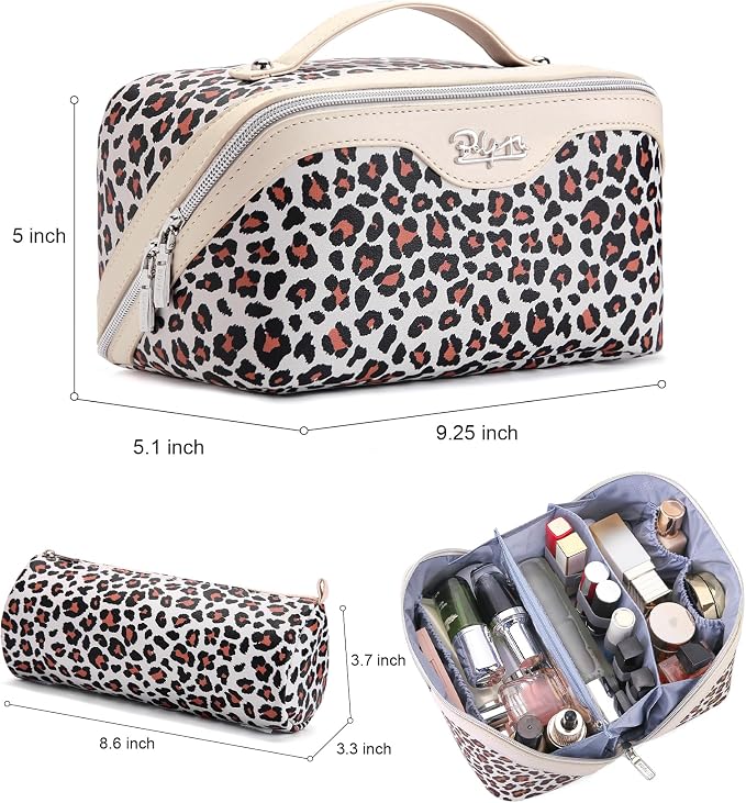 BOYATU Travel Makeup Bags Cosmetic Organizer Bag: 3 Pcs Set Large Capacity Make up Bag with Compartments - Waterproof Leather Toiletry Bags with Handle for Women (B-White) - Image 7