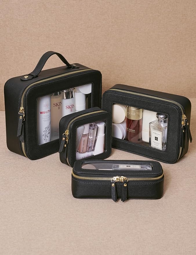Popvibe Makeup Brush Travel Case Slim Makeup Bag for Women Clear Cosmetic Bag Cute Makeup Case Black Toiletry Bag for Traveling Transparent Car Makeup Bag Aesthetic Makeup Brush Bag - Image 7