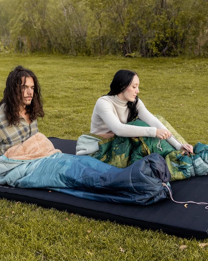KingCamp Large Camping Blanket with Sherpa Lining, Packable Down Alternative Puffy Printed Wearable Blanket with Snap Buttons, Warm Weatherproof Quilt for Outdoor Travel (79" L x 57" W, Green) - Image 8
