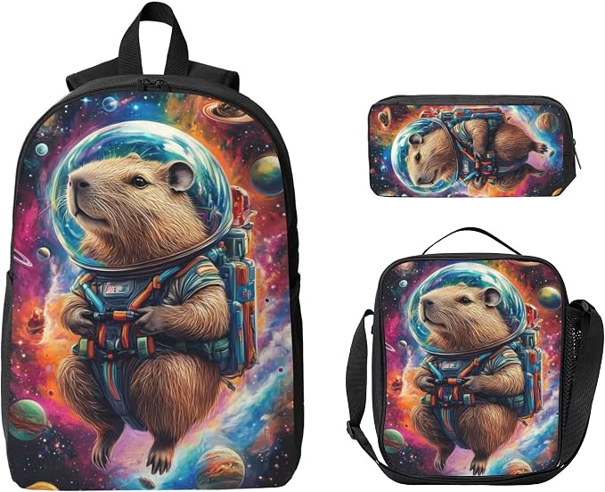 Animal Kid Backpack Set with Lunch Bag & Pencil Case Large Capacity School Bag 17 Inch Bookbag for Boy Girl - Image 9