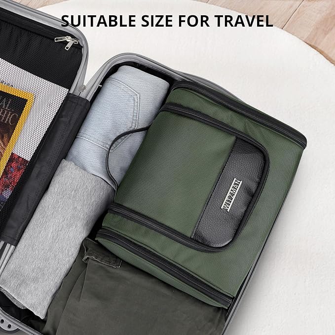 WITZMAN Toiletry Bag for Men Nylon Hanging Water-resistant Shaving Dopp Kit | With Dry-wet Separation Pocket, Multi-pockets for Organized Storage, Lightweight, For Travel, Bathroom, B690 Army Green - Image 8