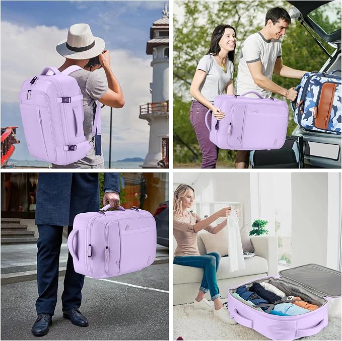 Lumesner 40L Expandable Carry On Travel Backpack with 4 Packing Cubes | Flight Approved, Fits 17 inch Laptop, Water-resistant, Suitcase Backpack, Business Weekender Luggage, Gift for Men & Women - Image 7
