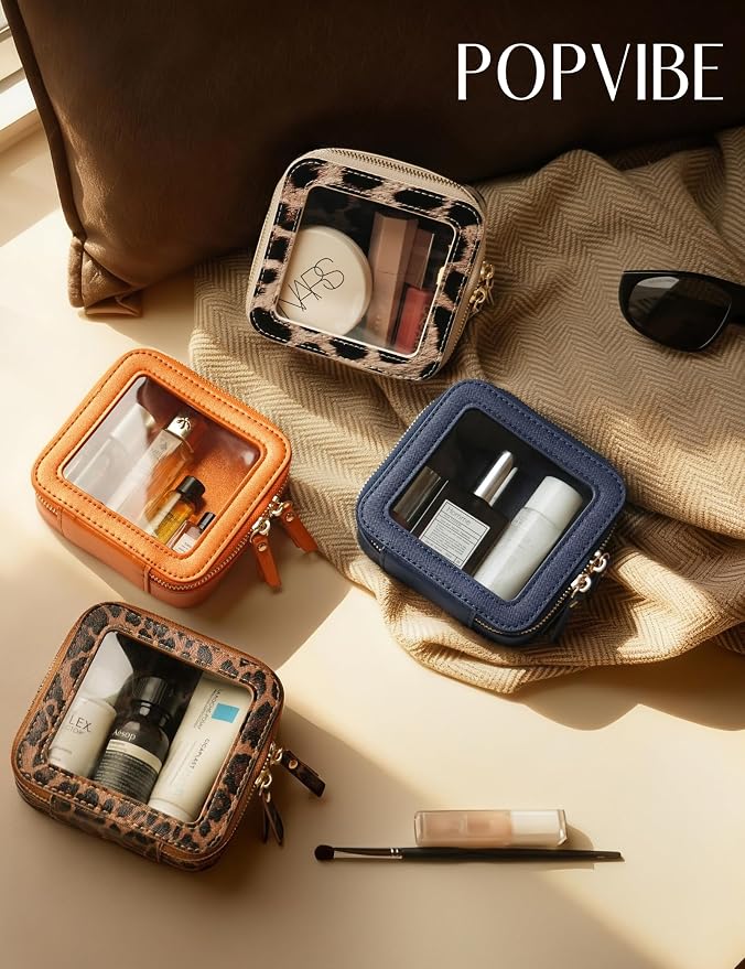 Popvibe Clear Makeup Bag with Zipper Small Travel Cosmetic Case Orange Mini Pouch for Purse Accessories Car Storgae Essentials Bag Purse Pouch Organizer Compact Small Clear Toiletry Bag for Traveling - Image 9