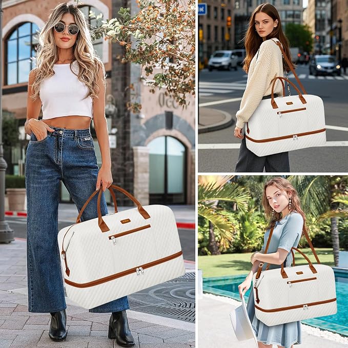 ITIEZY Weekender Overnight Bag for Women - Large Travel Duffel Bag with Shoe Compartment, Gym Duffel Bag Hospital Bag Carry On Tote Bags for Airplanes with Crossbody Bag Toiletry Bag 3Pcs Set - Image 7