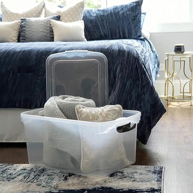 HOMZ 2-Pack Latching Lid, Large Clear Plastic Storage Bins with Lids, 66 Quart, Gray Latch - Stackable Container Boxes for Home, Bathroom, and Office Organization - Image 9