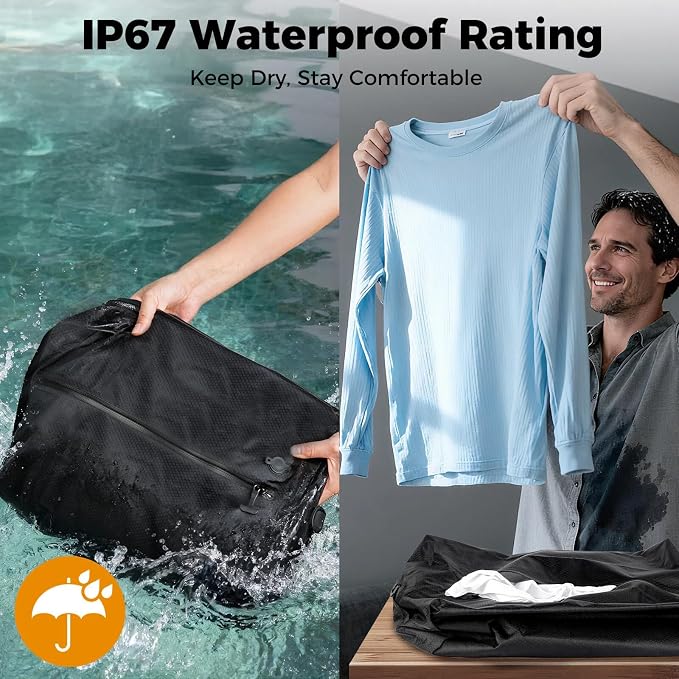 Travel Vacuum Seal Bags with Wireless Rechargeable Pump, 25L Durable Reusable Compression Packing Bags for Carry-On Suitcase & Backpack, IP67 Waterproof Space Saver Kit (2 Pack) - Image 10