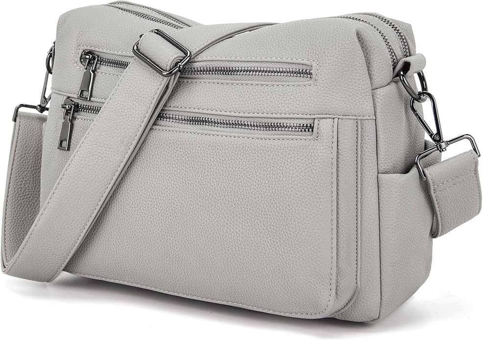 YZAOLL Large Crossbody Shoulder Bag for Women Vegan Leather Tote with Adjustable Wide Strap Work Purse with 10 Pockets