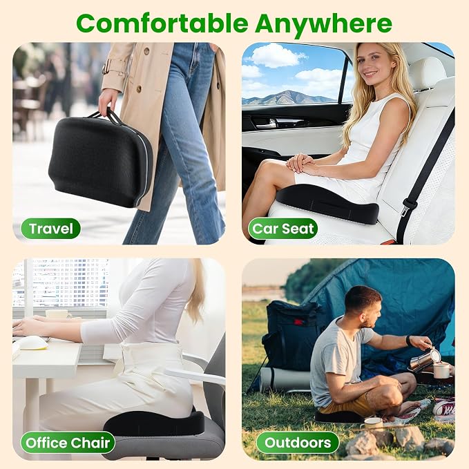 A-Pce Foldable Travel Seat Cushion-with Built-in Handles,Black | Ergonomic design, Memory Foam Cushions for Home & Office Use, Perfect for Travel or Driving - Image 9