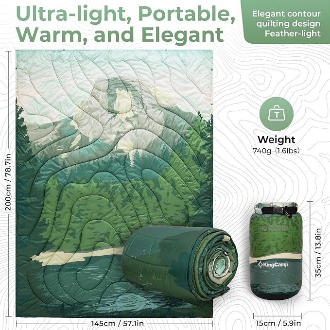 KingCamp Ultralight Camping Blanket, 79"L x 57"W, Green - Image 8