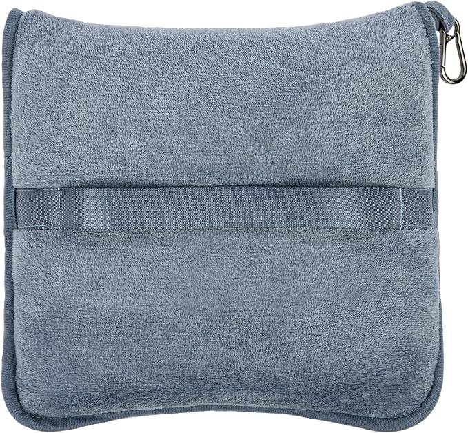 BlueHills Premium Soft Travel Blanket Pillow Combo Airplane Grayish Blue | Airplane Pillow/Blanket, Matching Soft Case, Hand Luggage Belt & Backpack Clip, Long Cruise Throws, Plane Travel Essentials - Image 9