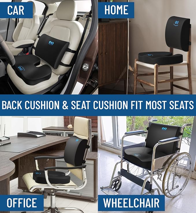 Everlasting Comfort Doctor Recommended Memory Foam Seat Cushion for Office Chairs & Car - Ergonomic Office Desk Accessories - Cushions for Tailbone Pain Relief, Sciatica & Back Support Pillow - Image 7