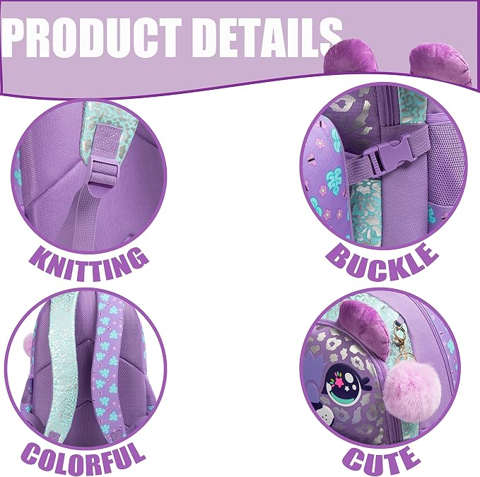 Kids Backpacks for Girls School Bag with Lunch Box School Backpack for Girls Set Cute Bookbag for Kindergarten - Image 5