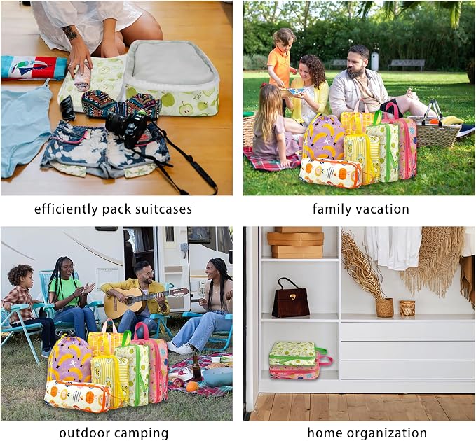 6 Pcs Compression Packing Cubes, Packing Cubes for Travel, Waterproof Luggage Organizer Bags Set, Cute Packaging Cubes for Women Kids Backpack Carry-Ons - Image 7