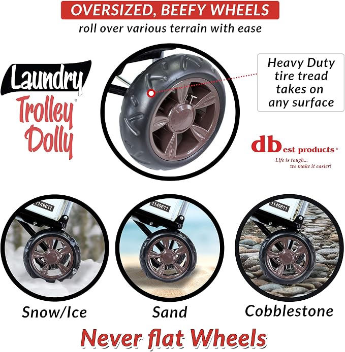dbest products Laundry Trolley Dolly, Brown Laundry Bag Hamper Basket cart with wheels sorter - Image 7