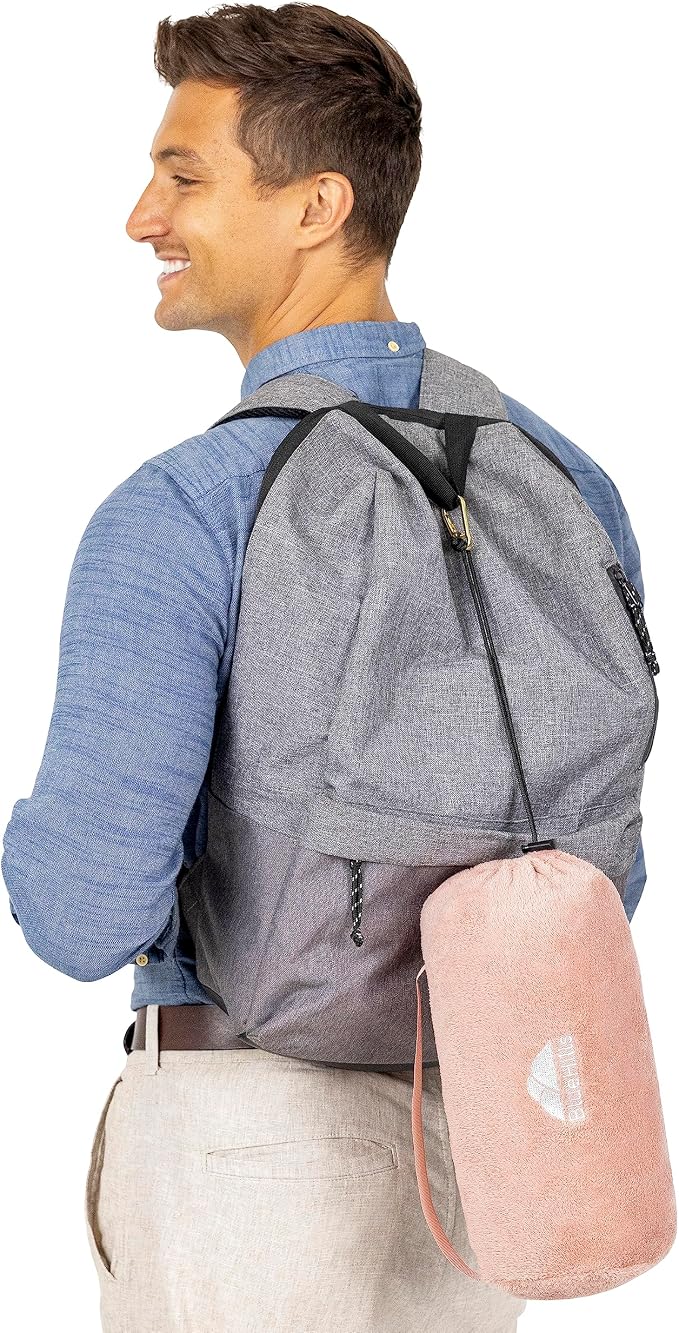 BlueHills Premium Soft Rolled Travel Blanket Airplane Long Flights - Pink | 70 X 48 Inches, Compact In A Bag, Long Flight Comfort, Backpack Carry, Ultra Soft, Large Size Car Blanket, Airplane Essential - Image 9
