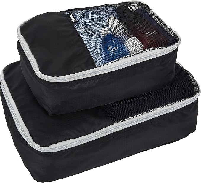 Wrangler 4 Piece Miami Luggage and Packing Cubes Set, Black - Image 12