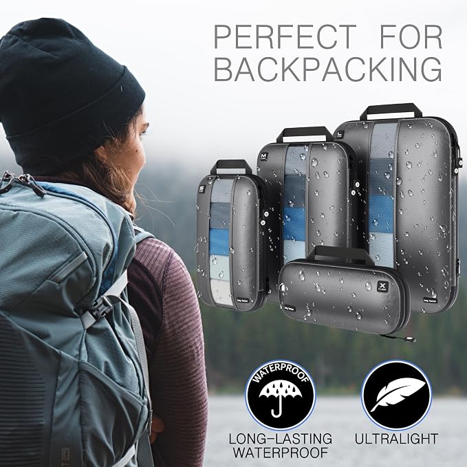 Premium Ultralight Compression Packing Cubes for Travel - Bag Factor Luggage Organizer Set (Grey - 5 Set) - Image 9