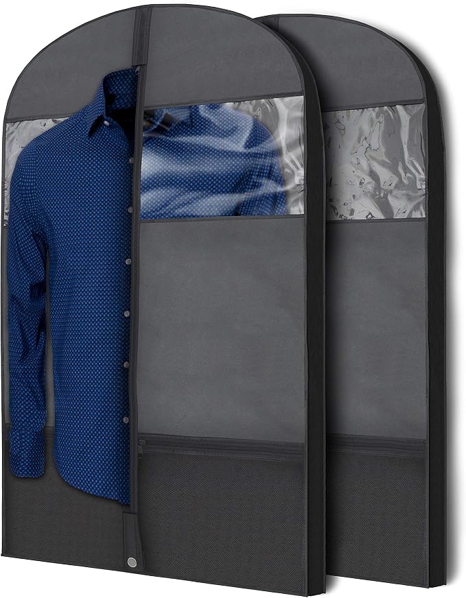 Plixio Gusseted Garment Bags Suit Bag for Travel and Clothing Storage of Dresses, Dress Shirts, Coats— Includes Zipper Pockets and Large Transparent Window (10 Pack: 43" x 24" x 3.4") - Image 5