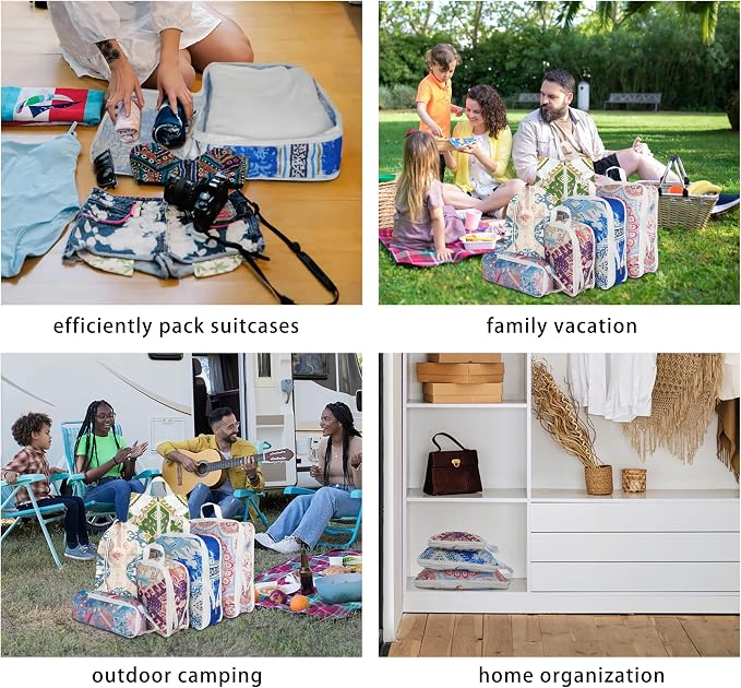 6 Pcs Compression Packing Cubes, Packing Cubes for Travel, Waterproof Luggage Organizer Bags Set, Cute Packaging Cubes for Women Kids Backpack Carry-Ons - Image 7