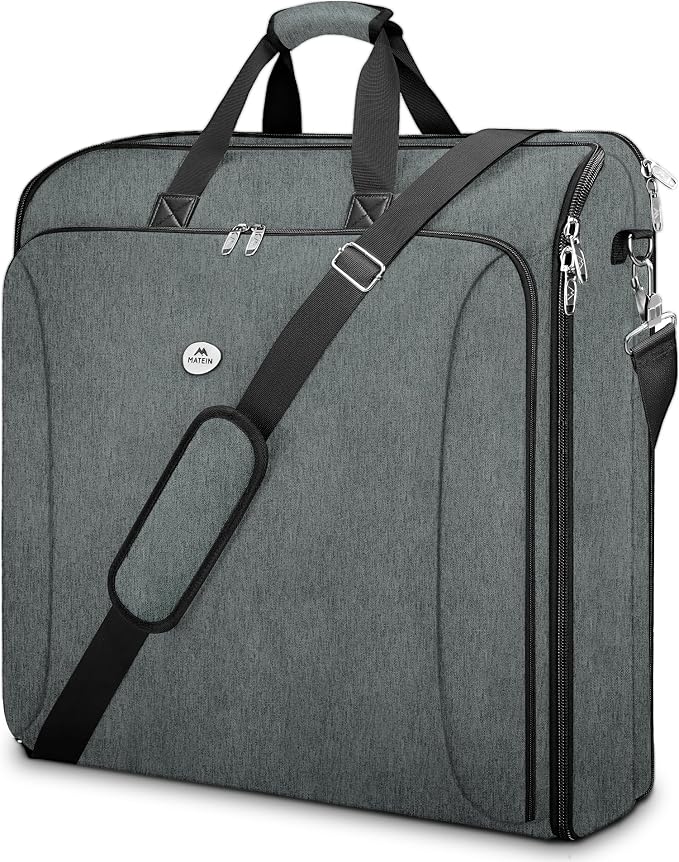 MATEIN Travel Garment Bag, Large Suit Bag Travel Up to 6 Suits, Grey | Wrinkle Free, 2 in 1 Hanging Luggage, Folding Suitcase, Cover for Shirts Dresses Coats, For Business Trips, Adjustable Strap - Image 8