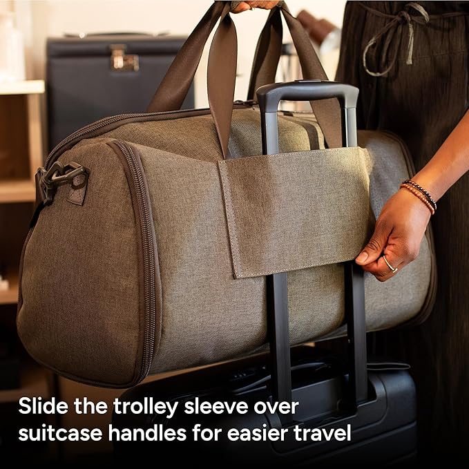 Halfday Convertible 2-in-1 Garment Duffel Weekender Bag 40L: Wrinkle-Free Travel (Hanging Suit Compartment, Shoe Pockets, Trolley Sleeve), Durable & Water-Resistant Carry-on, Cactus - Image 7