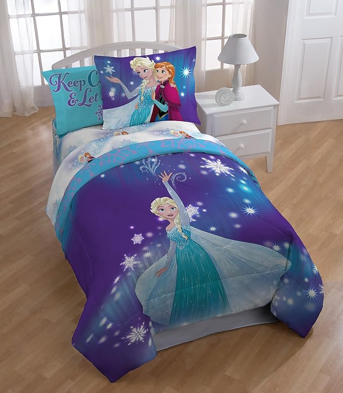 Disney Frozen Elsa Full Size Comforter Set 7 Piece Kids Bedding, Purple | Anna Bed in a Bag, Comforter Sheets Shams Pillowcases, Official Brand, Soft Microfiber, Machine Washable, Girls Gift - Image 9