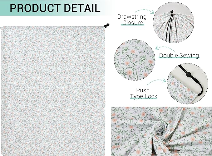 ZPECC Bulk Travel Laundry Bag,Extra Large Heavy Duty Laundry Bags 24 Pack,Washable Dirty Clothes Organizer for Commercial College Dorm Hotel Camping and Home Storage 30x40(Green Flower) - Image 7