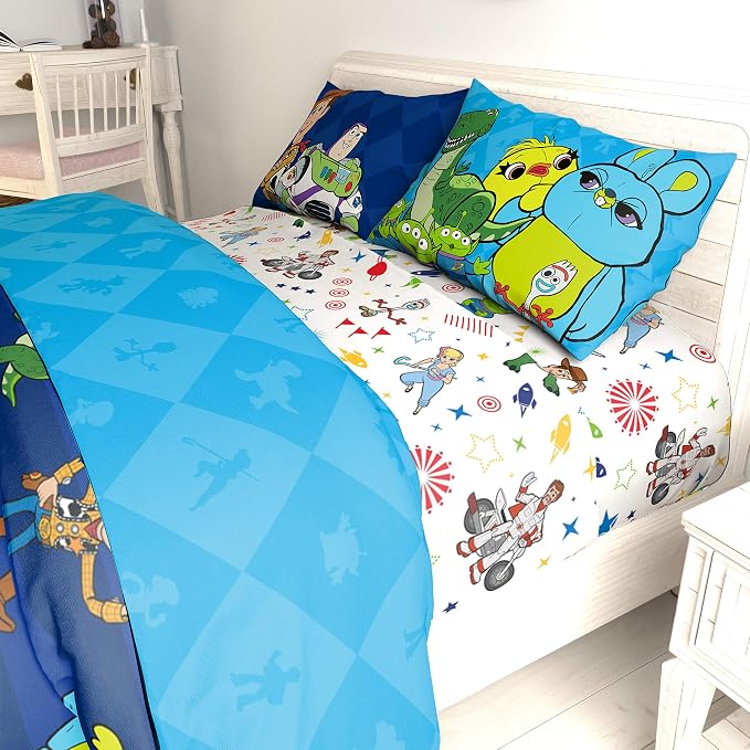 Jay Franco Disney Pixar Toy Story Kids Full Sheet Set, 4 Piece Bedding | Buzz Lightyear & Woody, Super Soft Breathable Microfiber, Deep Pocket, Reversible, Machine Washable Kids Bedding (Official) - Image 7
