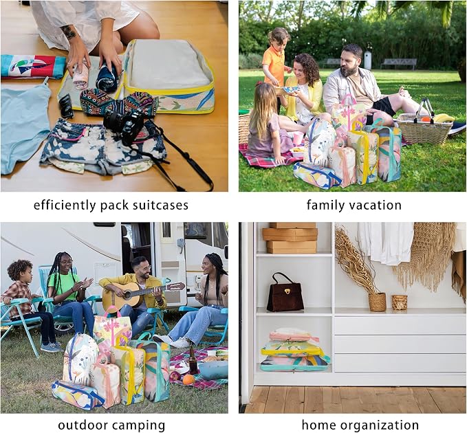 6 Pcs Compression Packing Cubes, Packing Cubes for Travel, Waterproof Luggage Organizer Bags Set, Cute Packaging Cubes for Women Kids Backpack Carry-Ons - Image 7