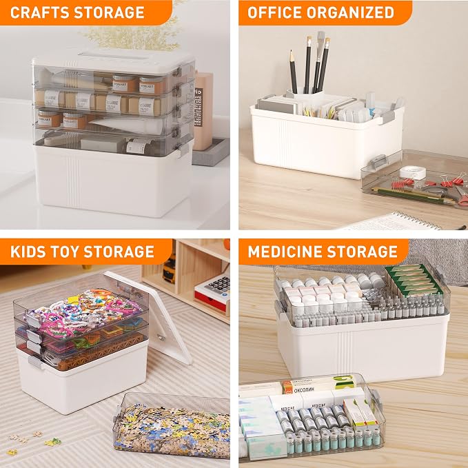 Citylife 5-Tier Medicine Organizer, Portable Medicine Cabinet First Aid Kit with Handle, Multi-Purpose Organizer for Family First Aid, Home, Travel - Image 8