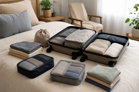 Unbranded repeatable routine scene featuring practical packing and organization