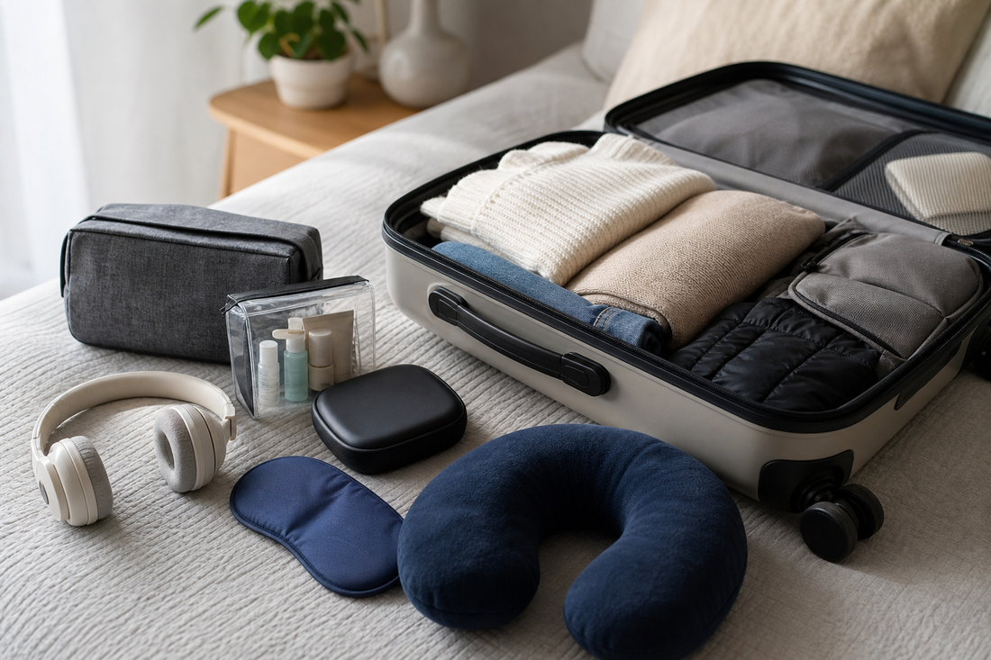 Unbranded organized spatial layout featuring practical air-travel preparation