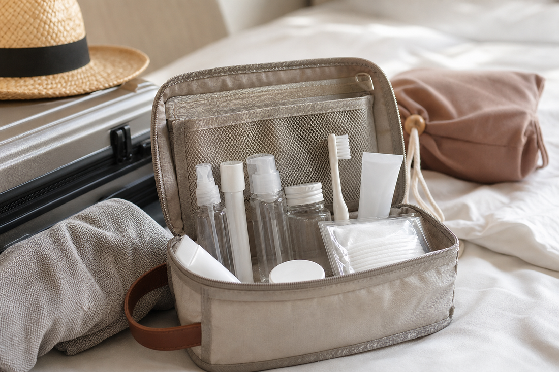 Unbranded close editorial detail featuring practical travel hygiene