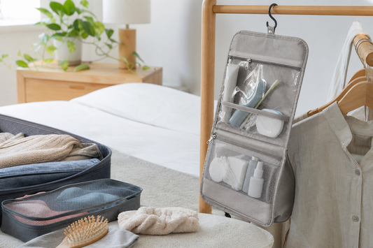 Unbranded practical sequence scene featuring practical travel hygiene