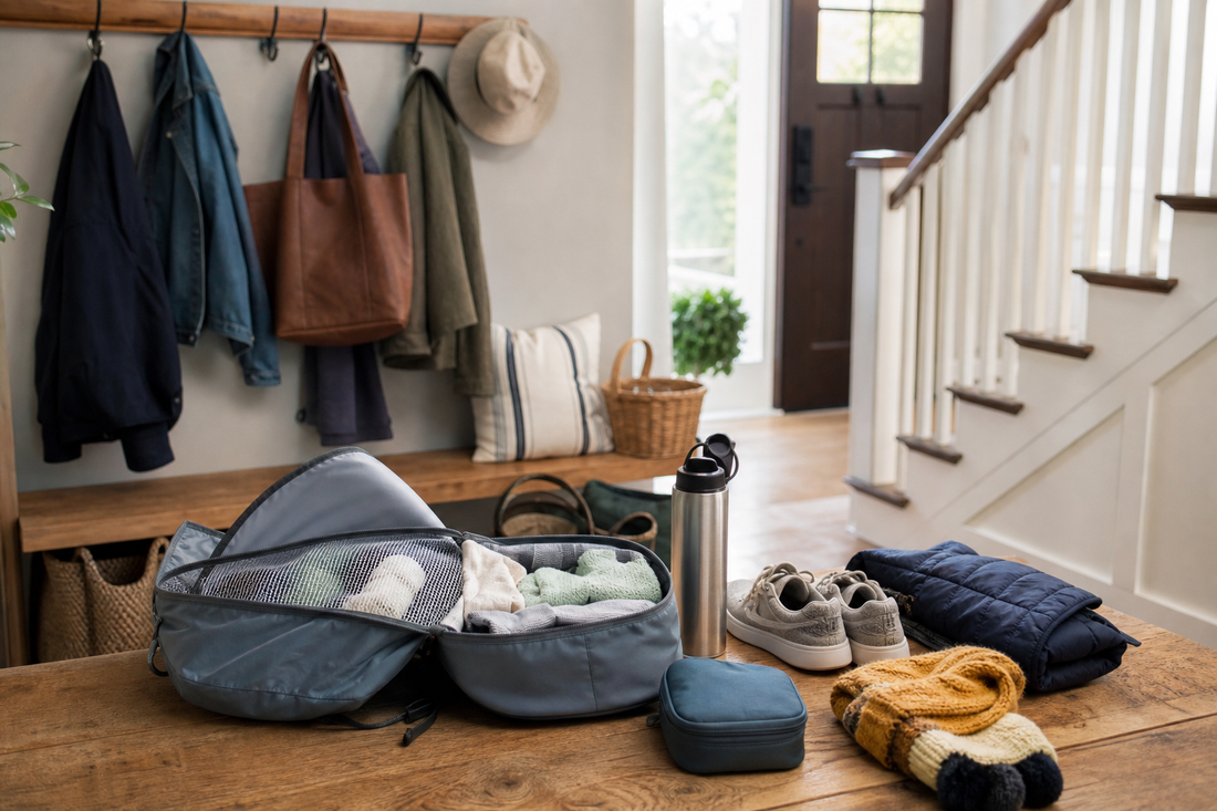 Unbranded repeatable routine scene featuring practical family journey routines