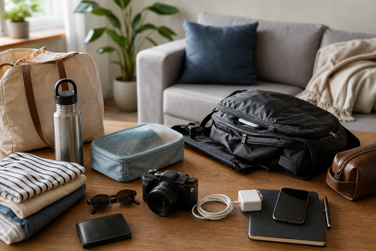 Unbranded orderly inspection setup featuring everyday preparation for outings and future trips
