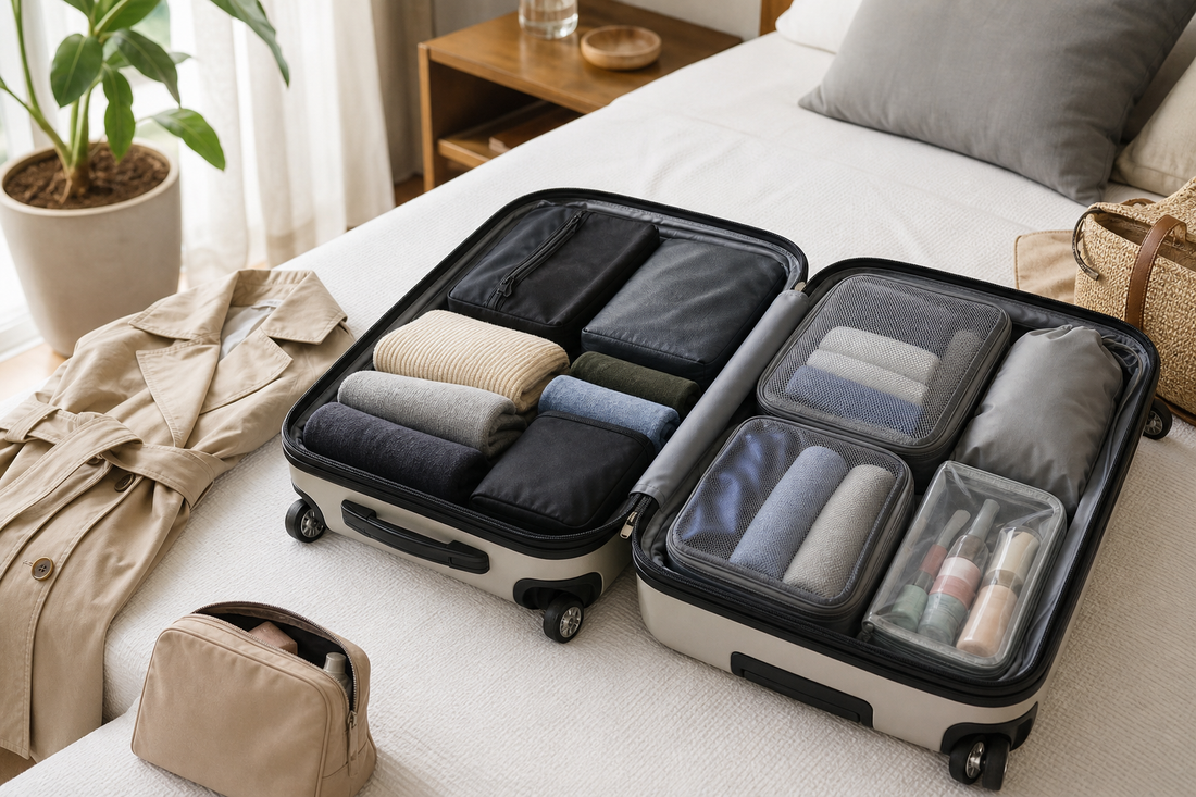 Unbranded organized spatial layout featuring practical packing and organization