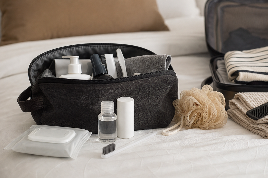 Unbranded close editorial detail featuring practical travel hygiene